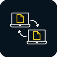 Data Sharing Line Red Circle Icon vector