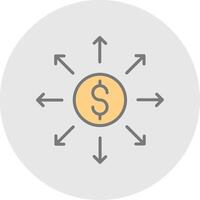 Dollar Network Line Filled Light Icon vector