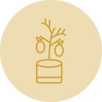 Lemon Tree Line Yellow Circle Icon vector