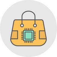 compras bolso línea lleno ligero icono vector