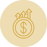 Earning Growth Line Yellow Circle Icon vector