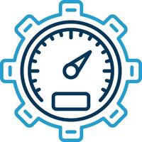 Pressure Gauge Line Blue Two Color Icon vector