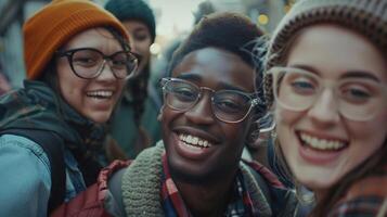 a diverse group of young adults smiling looking photo
