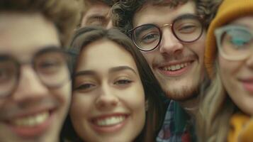 a diverse group of young adults smiling looking photo