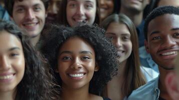 a diverse group of young adults smiling looking photo