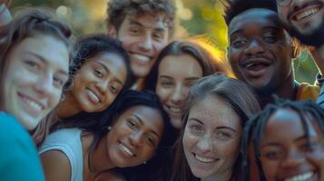 a diverse group of young adults smiling looking photo