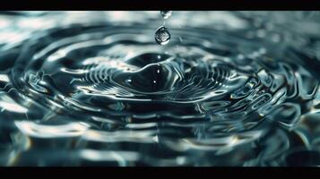 a droplet falls reflecting wave patterns on water photo