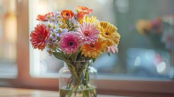 a fresh bouquet of multi colored flowers photo