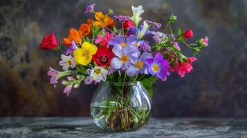 a fresh bouquet of multi colored flowers photo