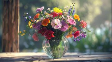 a fresh bouquet of multi colored flowers photo