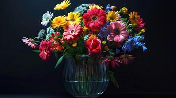 a fresh bouquet of multi colored flowers photo