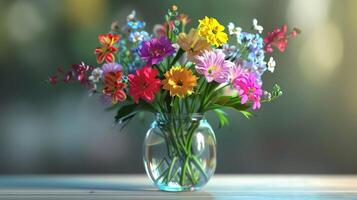 a fresh bouquet of multi colored flowers photo