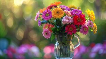 a fresh bouquet of multi colored flowers photo