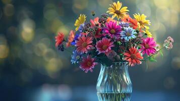 a fresh bouquet of multi colored flowers photo