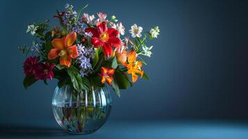 a fresh bouquet of multi colored flowers photo