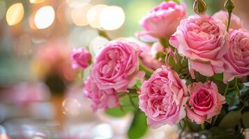 a fresh bouquet of pink flowers brings romance photo