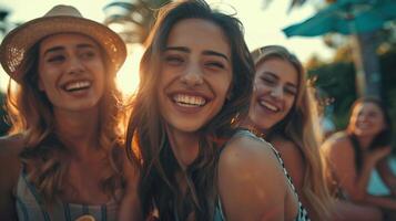 a group of friends smiling looking at camera photo