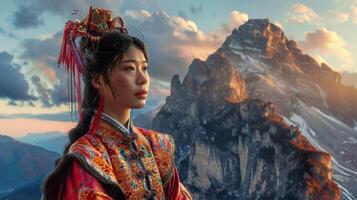 a majestic woman in traditional clothing photo