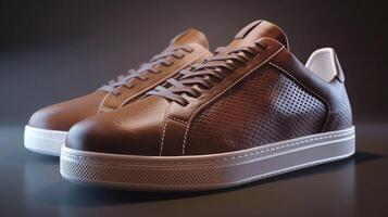 a modern elegant leather sports shoe pair photo