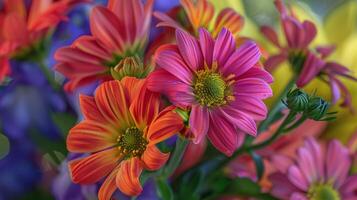 un vibrante ramo de flores de flores trae elegancia foto