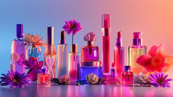 a vibrant collection of beauty products for women photo