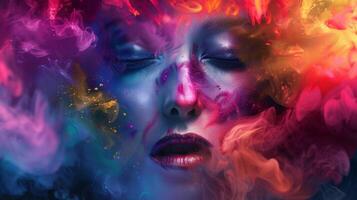 abstract beauty in vibrant colors paints sensual photo