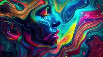 abstract beauty in vibrant colors paints sensual photo