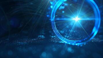 abstract blue lens flare with ring ghost design photo