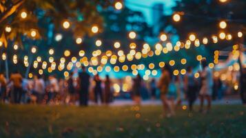 abstract blurred people in night festival photo