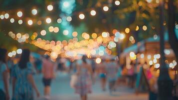 abstract blurred people in night festival photo