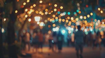 abstract blurred people in night festival photo