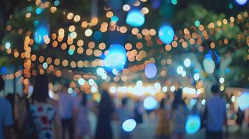 abstract blurred people in night festival photo