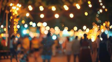 abstract blurred people in night festival photo