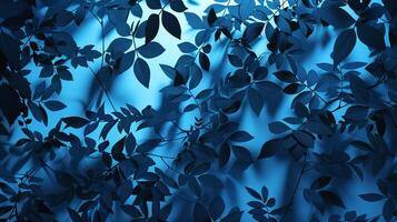 abstract botanical pattern in silhouette on blue photo