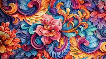 abstract decoration of colorful floral pattern photo