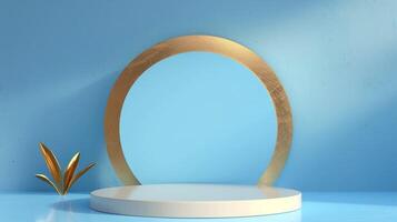 abstract geometry shape podium blue and gold photo