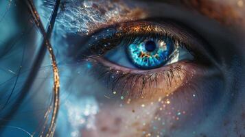 abstract glamour one blue eye reflects nature photo