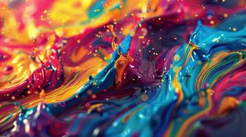 abstract paint drops swirling in colorful photo