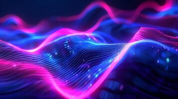 abstract sine waves in bright neon glow detailed photo