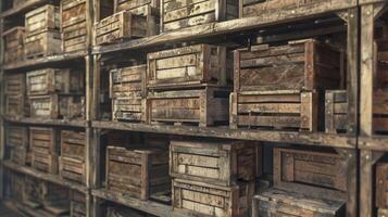 abundance of crates on shelf in warehouse photo