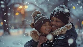 africano americano padre y hijo abrazo disfrutando foto