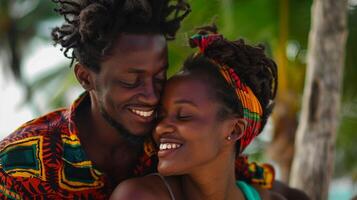 african couple having a great time together photo