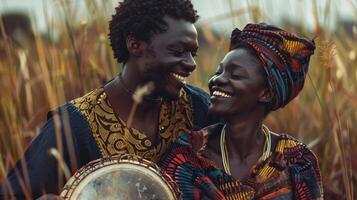 africano Pareja teniendo un genial hora juntos foto