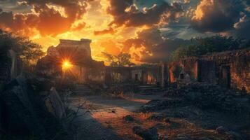 african sunset illuminates ancient architecture photo