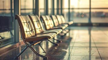 airport seats at the airport chair in vintage photo