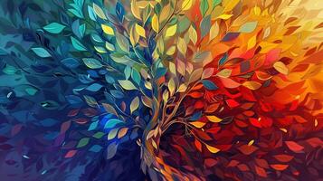 an abstract tree illustration with multi colored photo