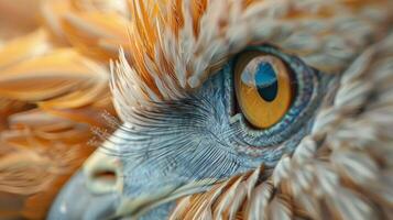 animal feather beak and eye in close up photo