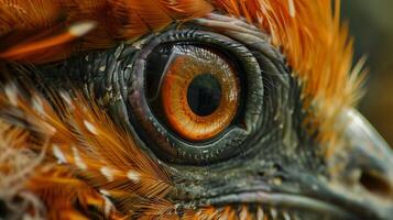 animal feather beak and eye in close up photo