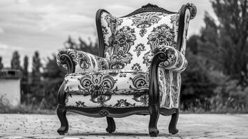 antique armchair black and white patterned elegant photo
