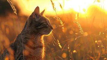 animal nature undomesticated cat in grassy savanna photo
